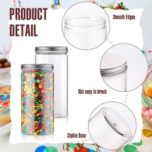 Dandat 16 Pcs Clear Plastic Jars with Lids 30 oz Bottles Containers Plastic Mason Jars Plastic Canisters Cylinders Storage Kitchen and Household Organization Cup for Dry Goods, Spice, Honey, Food