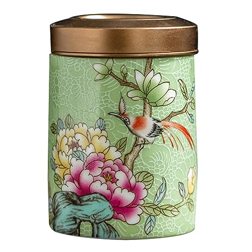 Cabilock Ceramic Tea Leaf Canister Airtight Tea Storage Jar Household Sealed Tea Storage Jar Food Storage Container for Loose Tea Coffee Bean Sugar Salt