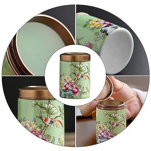 Cabilock Ceramic Tea Leaf Canister Airtight Tea Storage Jar Household Sealed Tea Storage Jar Food Storage Container for Loose Tea Coffee Bean Sugar Salt