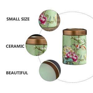 Cabilock Ceramic Tea Leaf Canister Airtight Tea Storage Jar Household Sealed Tea Storage Jar Food Storage Container for Loose Tea Coffee Bean Sugar Salt