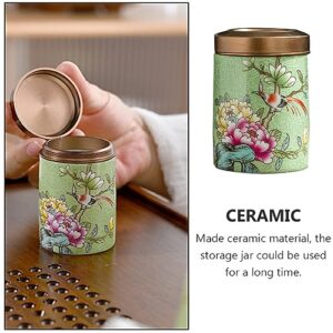 Cabilock Ceramic Tea Leaf Canister Airtight Tea Storage Jar Household Sealed Tea Storage Jar Food Storage Container for Loose Tea Coffee Bean Sugar Salt