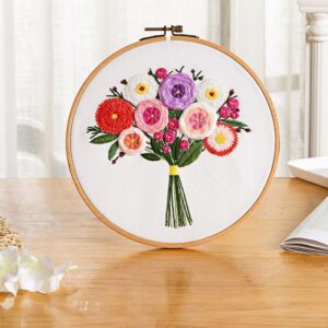 Easy Embroidery Kit for Beginners Adults and Kids 3 Sets Stamped Floral Embroidery Kit for Kids Cross Stitch Kit Funny Embroidery Starter Kit with Pattern Cross Stitch 3 Set (Bunch Flowers 3P)