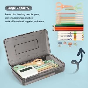 DANRONG Pencil Box, Large Capacity Pencil Case, Plastic Pencil Boxs for Kids Girls Boys Adults, Hard Crayon Box Storage with Snap-Tight Lid for School Office Supplies