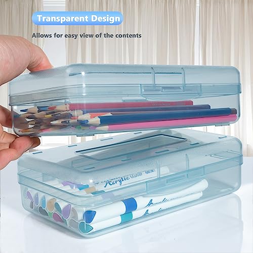 DANRONG Pencil Box, Large Capacity Pencil Case, Plastic Pencil Boxs for Kids Girls Boys Adults, Hard Crayon Box Storage with Snap-Tight Lid for School Office Supplies