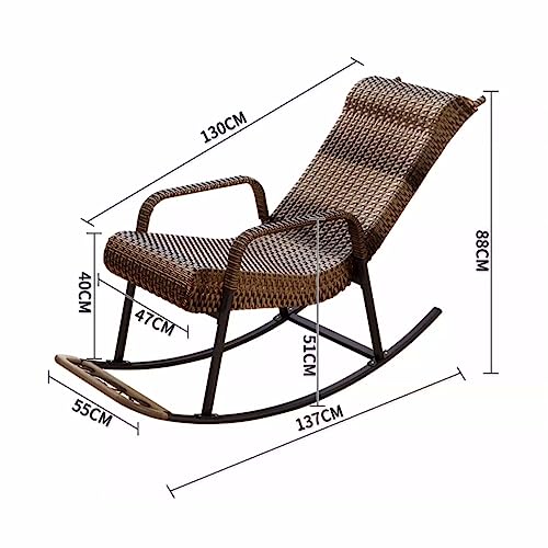 JHKZUDG Rattan Rocking Chair,Patio Rocking PE Rattan Chair,Zero Gravity Rocking Lounge Chair,Garden Rattan Chairs with Pillow Recliner Seat, for Garden Backyard Porch