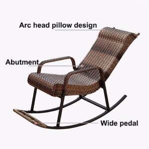 JHKZUDG Rattan Rocking Chair,Patio Rocking PE Rattan Chair,Zero Gravity Rocking Lounge Chair,Garden Rattan Chairs with Pillow Recliner Seat, for Garden Backyard Porch