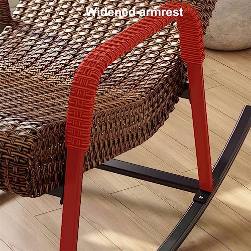 JHKZUDG Rattan Rocking Chair,Patio Rocking PE Rattan Chair,Zero Gravity Rocking Lounge Chair,Garden Rattan Chairs with Pillow Recliner Seat, for Garden Backyard Porch