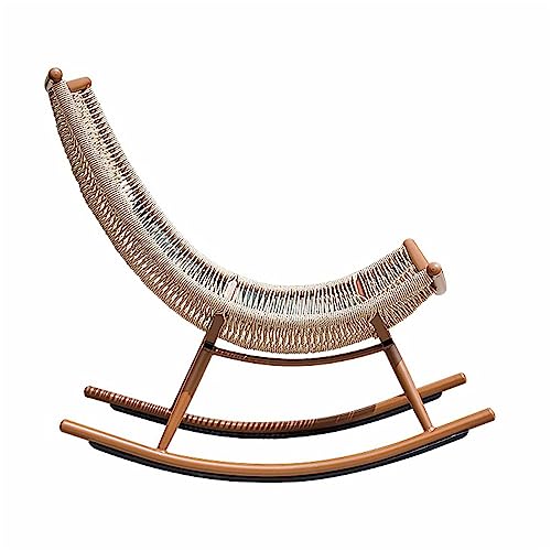 JHKZUDG Outdoor PE Gel Rope Rocking Chair, Patio PE Rope Rocker Chair with High-Back & Metal Frame, All-Weather Rocking Lawn Furniture, for Garden Backyard Porch