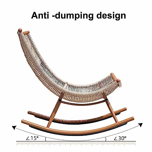 JHKZUDG Outdoor PE Gel Rope Rocking Chair, Patio PE Rope Rocker Chair with High-Back & Metal Frame, All-Weather Rocking Lawn Furniture, for Garden Backyard Porch