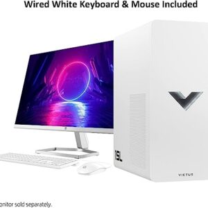 HP 2023 Newest Victus Gaming Desktop, Intel Core i5-12400 Processor(6-core), NVIDIA GeForce RTX 3050 Graphics, 16GB RAM, 1TB SSD, 2TB HDD, 9 USB Ports, Bluetooth and Wi-Fi, Windows 11 Home, White