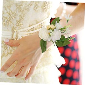 WATIIFUFU Corsage Wristlet 1 Set Wrist Flowers and Corsages Wedding Wrist Corsage Bridal Flower Bracelet Wedding Dress Accessories Bride Accessories Groom Boutonniere Bride Wristband