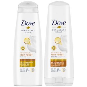 dove shampoo and conditioner set - dermacare scalp dryness & itch relief, pyrithione zinc shampoo and conditioner, anti-dandruff, anti-frizz, smoothing hair care, 12 oz (2 piece set)