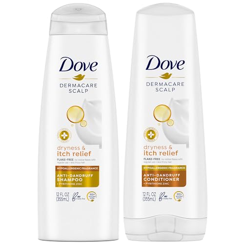 Dove Shampoo and Conditioner Set - DermaCare Scalp Dryness & Itch Relief, Pyrithione Zinc Shampoo and Conditioner, Anti-Dandruff, Anti-Frizz, Smoothing Hair Care, 12 Oz (2 Piece Set)