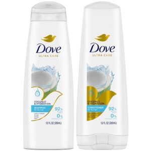 dove shampoo and conditioner set - nourishing secrets coconut shampoo and conditioner, hydrating shampoo for dry hair, frizz control, 12 oz (2 piece set)