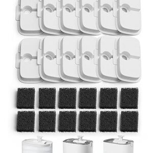 12 Pack Replacement Filters for Dockstream Wireless Cat Water Fountain PLWF005/PLWF115/WF105, 6 Months Set of PETLIBRO Original Pet Fountain Filters & Pre-Filter Sponges