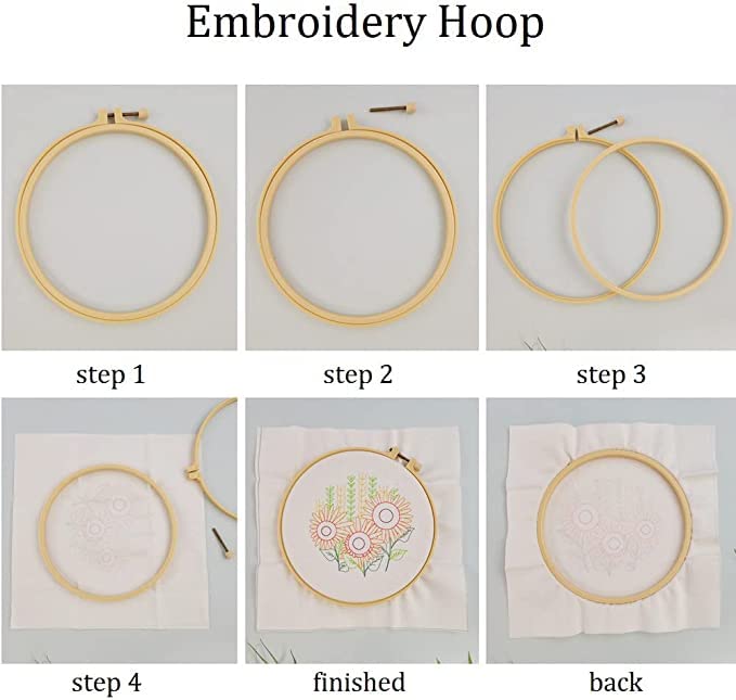 Stamped Embroidery Starters Kits with Pattern for Beginners Pink Flowers with Hoops Cloth Color Threads DIY Cross Stitch Kits Needlework Art for Adults Students Home Decoration
