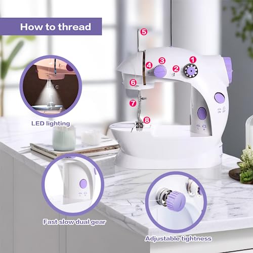 Mini Sewing Machine for Beginners, Easy Portable Sewing Machine for Kids Lightweight, Small Household Electric Handheld Sewing Upgraded Portable Household Kids Beginners Travel Automatic Sewing Machine