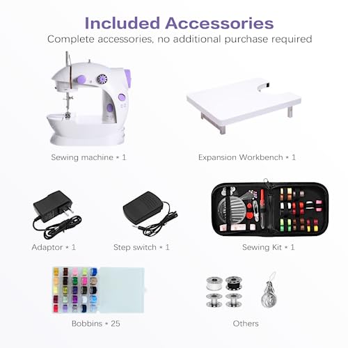 Mini Sewing Machine for Beginners, Easy Portable Sewing Machine for Kids Lightweight, Small Household Electric Handheld Sewing Upgraded Portable Household Kids Beginners Travel Automatic Sewing Machine