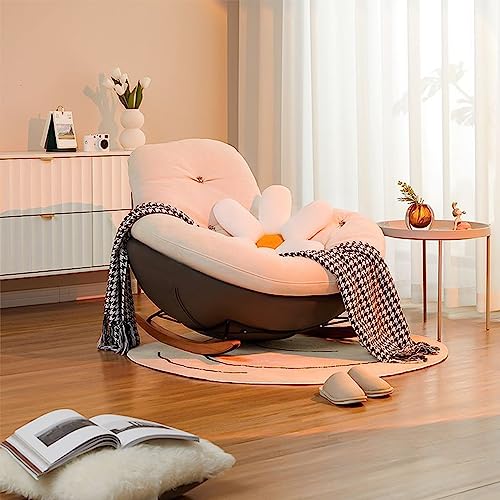 Upholstered Rocker Chair, Glider Rocker Chair,Sled Rocking Chair,with Armrests and High Density Sponge Cushions Holds Up to 300 Lbs, Suitable for Patio, Garden, Backyard, Porch, Indoor or Outdoor