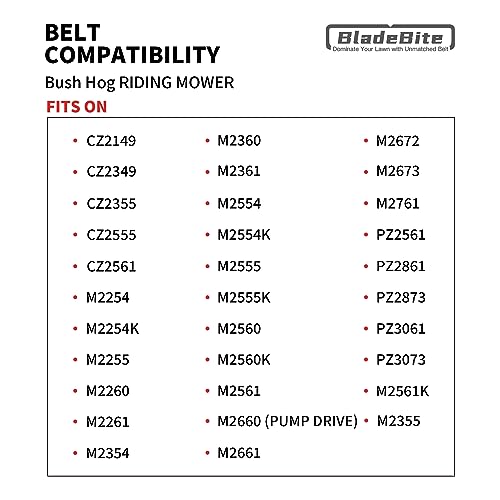 BladeBite Drive Belt 50027563 / Kevlar Cord / 1/2" X 61.2" - Compatible with Bush Hog CZ2149 CZ2349 CZ2355 Lawn Riding Mower