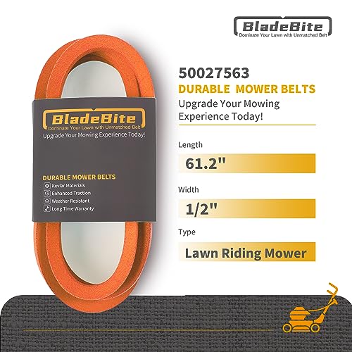 BladeBite Drive Belt 50027563 / Kevlar Cord / 1/2" X 61.2" - Compatible with Bush Hog CZ2149 CZ2349 CZ2355 Lawn Riding Mower