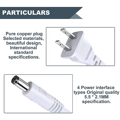 Power Cord Replacement for Cricut Maker, 18V 3A Power Adapter Compatible with Cricut Explore Air 2 Cutting Machine, Power Cord for Cricut Cutting Machine, Charger Power Supply Wall Plug Cord (White)