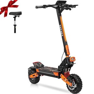 electric scooter for adults 2800w/60v brushless motor up to 33mph,60v 15ah battery 35 miles range 11" off-road tires disc brake dual suspension sports electric scooter for daily commuting with seat