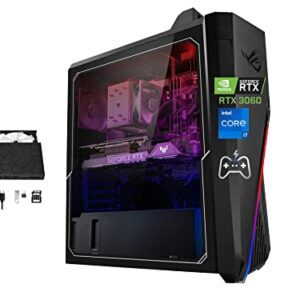 ASUS 2022 ROG Gaming Desktop, Intel Core i7-12700F Processor, 64GB DDR4 RAM, 4TB PCIe SSD + 4TB HDD, NVIDIA GeForce RTX 3060 12G DDR6, Win 11 Pro, Black, Hotface DVD-RW USB Hub