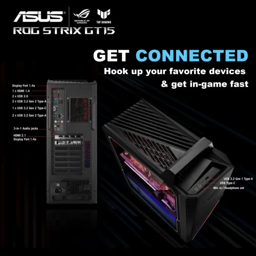 ASUS 2022 ROG Gaming Desktop, Intel Core i7-12700F Processor, 64GB DDR4 RAM, 4TB PCIe SSD + 4TB HDD, NVIDIA GeForce RTX 3060 12G DDR6, Win 11 Pro, Black, Hotface DVD-RW USB Hub