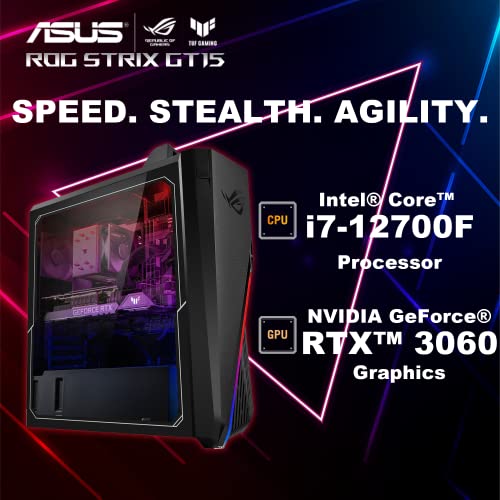 ASUS 2022 ROG Gaming Desktop, Intel Core i7-12700F Processor, 64GB DDR4 RAM, 4TB PCIe SSD + 4TB HDD, NVIDIA GeForce RTX 3060 12G DDR6, Win 11 Pro, Black, Hotface DVD-RW USB Hub