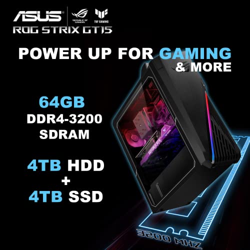 ASUS 2022 ROG Gaming Desktop, Intel Core i7-12700F Processor, 64GB DDR4 RAM, 4TB PCIe SSD + 4TB HDD, NVIDIA GeForce RTX 3060 12G DDR6, Win 11 Pro, Black, Hotface DVD-RW USB Hub