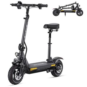 engwe electric scooter for adults, 500w motor (max 700w) 48v 15.6ah battery up to 28 mph & 37 miles long range, 10" vacuum tires folding electric kick scooter with seat (black)