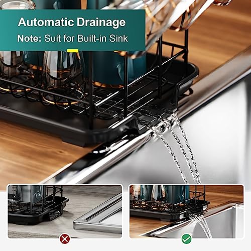 iSPECLE Dish Drying Rack and Sink Caddy Sponge Holder, 2 Tier Small Dish Racks for Kitchen Counter with Glass Holder and Kitchen Sink Organizer for Brush & Soap, Bundle Sales, 2 Packs
