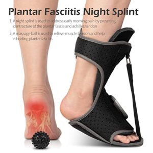Lamaral Plantar Fasciitis Night Splint: Foot Brace with Massage Ball | Effective for Foot Pain Relief by Plantar Fasciitis Achilles Tendonitis Foot drop Flat Arch Heel Spur | Comfortable & Easy Use for Women Men