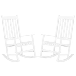 Outdoor & Indoor Rocking Chair Set of 2, All-Weather Porch Rocker with 400 lbs Weight Capacity, Front Porch Rocking Chairs, for Backyard, Lawn, Fire Pit, Patio and Garden, White