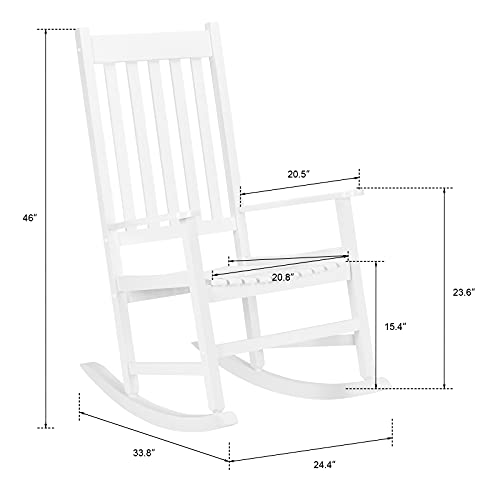 Outdoor & Indoor Rocking Chair Set of 2, All-Weather Porch Rocker with 400 lbs Weight Capacity, Front Porch Rocking Chairs, for Backyard, Lawn, Fire Pit, Patio and Garden, White