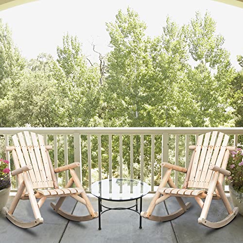 Patio Rocking Chair, Poly Lumber Porch Rocker with High Back, 350Lbs Support Rocking Chairs for Both Outdoor and Indoor, Poly Rocker Chair Looks Like Real Wood (White)