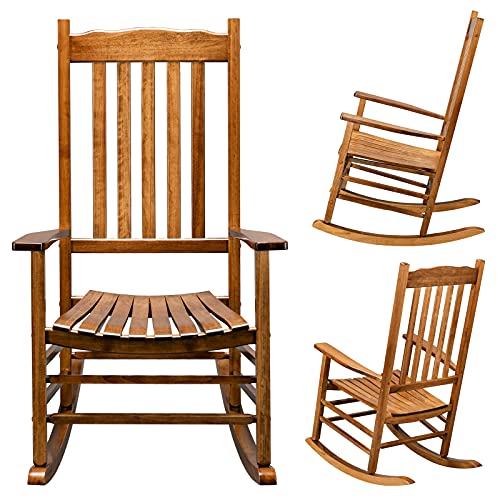 Patio Rocking Chairs, Poly Lumber Rocker,All Weather Rocking Chair Outdoor,High Back Porch Rocker,Wide Plastic Rocking Chair for Adult,360lbs