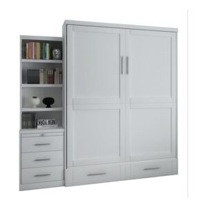roomandloft brentwood queen contemporary solid wood murphy bed & 1 pier in white