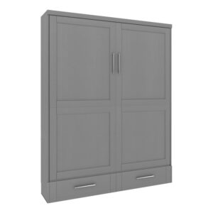 roomandloft brentwood queen contemporary solid wood murphy wall bed in gray