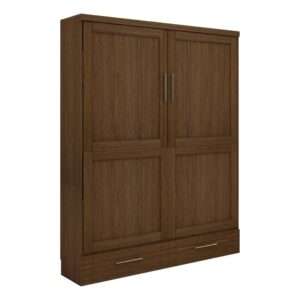 roomandloft brentwood queen contemporary solid wood murphy wall bed in brown
