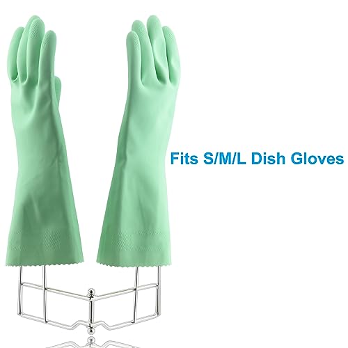 LEKUSHA Kitchen Gloves Drying Rack, SUS 304 Stainless Steel Dish Gloves Holder, Dry Cleaning Gloves Out from Inside and Outside, Space-Saving Dishwashing Gloves Stand,Silver
