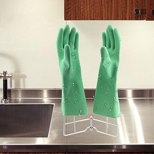 LEKUSHA Kitchen Gloves Drying Rack, SUS 304 Stainless Steel Dish Gloves Holder, Dry Cleaning Gloves Out from Inside and Outside, Space-Saving Dishwashing Gloves Stand,Silver