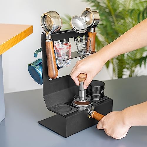LIFXIZE Coffee Tamper Holder Station for Coffee Bar Accessories and Organizer, Fits 51/54/58mm Coffee Portafilter Holder All-in-One Espresso Accessories Storage