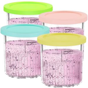 yql 24oz containers replacement for ninja creami deluxe pints and lids,compatible with ninja nc501 nc500 series creami deluxe ice cream makers dishwasher safe(4 pack)