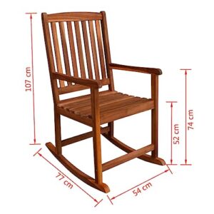 SLGSDMJ Outdoor Rocking Chair, Wooden Rustic High Back All Weather Rocker, for Indoor, Backyard & Patio Outdoor Rocking Chair Acacia Wood