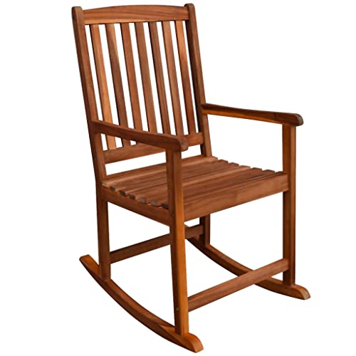 SLGSDMJ Outdoor Rocking Chair, Wooden Rustic High Back All Weather Rocker, for Indoor, Backyard & Patio Outdoor Rocking Chair Acacia Wood