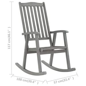 SLGSDMJ Outdoor Rocking Chair, Wooden Rustic High Back All Weather Rocker, for Indoor, Backyard & Patio Rocking Chair with Cushions Gray Solid Acacia Wood