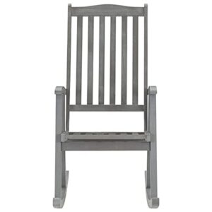 SLGSDMJ Outdoor Rocking Chair, Wooden Rustic High Back All Weather Rocker, for Indoor, Backyard & Patio Rocking Chair with Cushions Gray Solid Acacia Wood