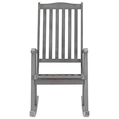 SLGSDMJ Outdoor Rocking Chair, Wooden Rustic High Back All Weather Rocker, for Indoor, Backyard & Patio Rocking Chair with Cushions Gray Solid Acacia Wood